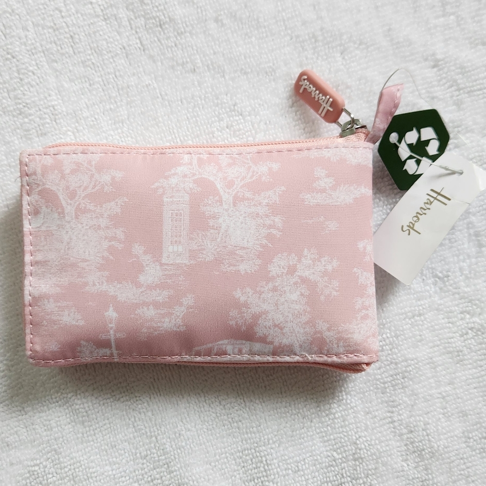 Harrods London Town Pocket Medium Shopper Bag Pink Toile Tote